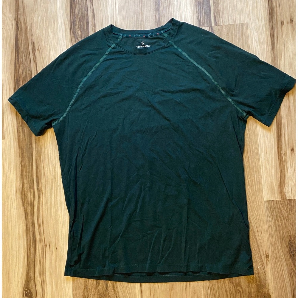 Tommy John Mens Crew Neck T-Shirt Forest Green Raglan Large L‎